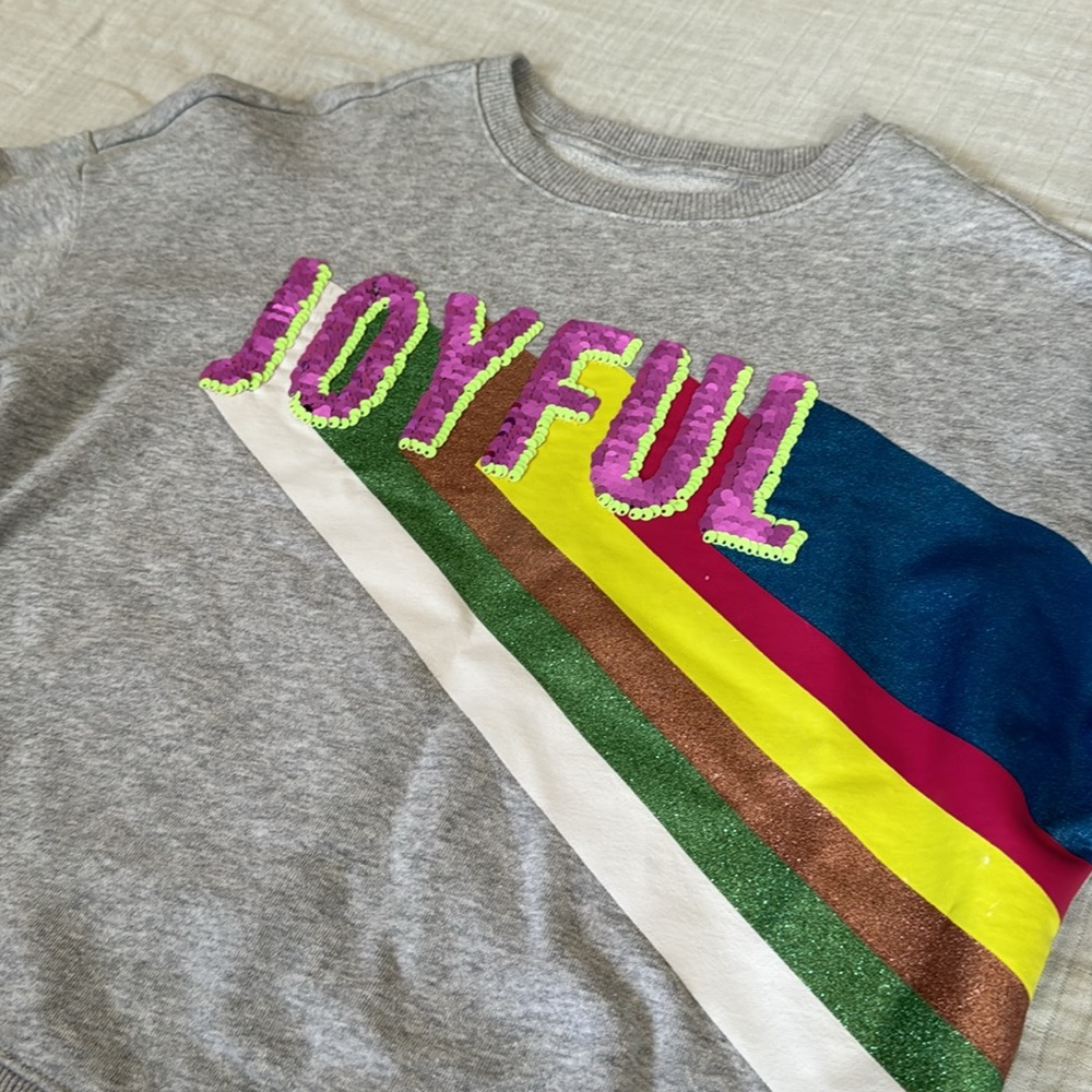 Wonder Nation flip-sequined JOYFUL sweatshirt. Girls size Large.